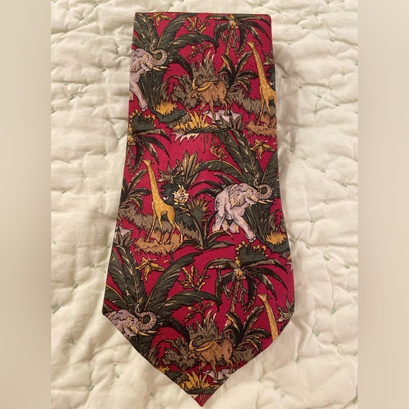 RICHEL Tie Silk Spain made Animal Jungle Print EUC - Picture 11 of 11